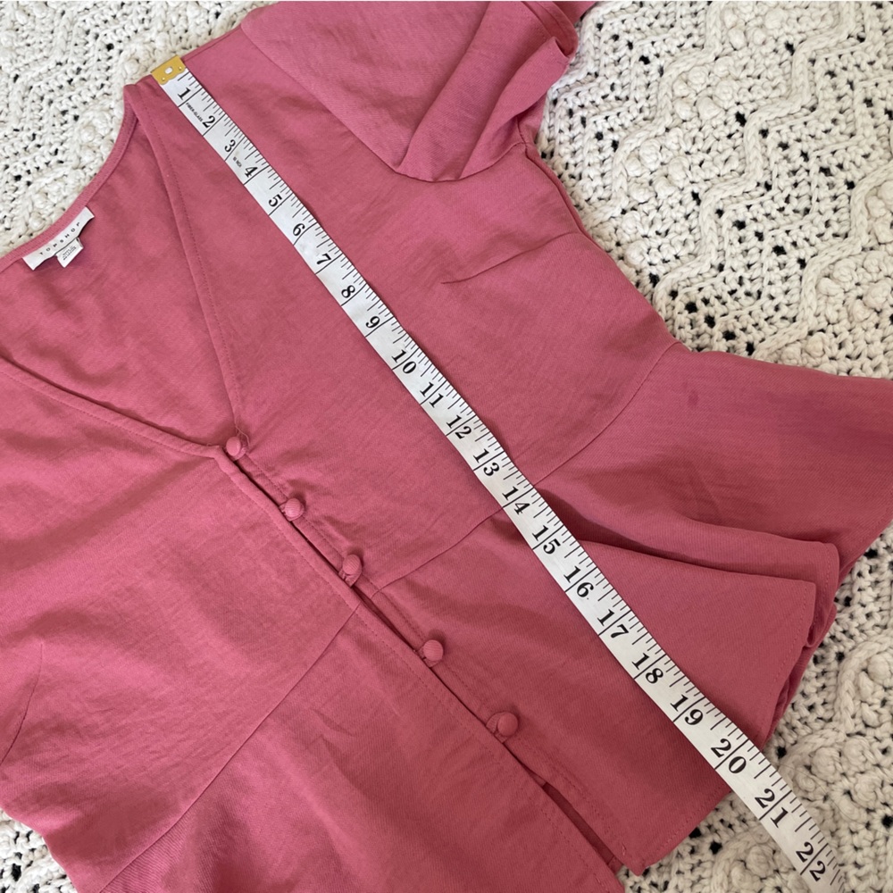 Topshop Peplum Button Down Flutter Short Sleeve B… - image 5